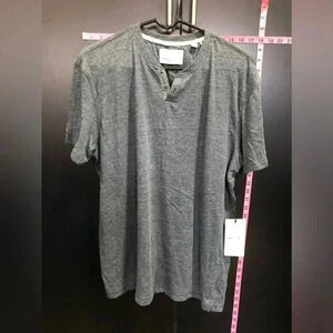 Paper Denim & Cloth Button Split V-Neck,Short sleeve Polo T-Shirt